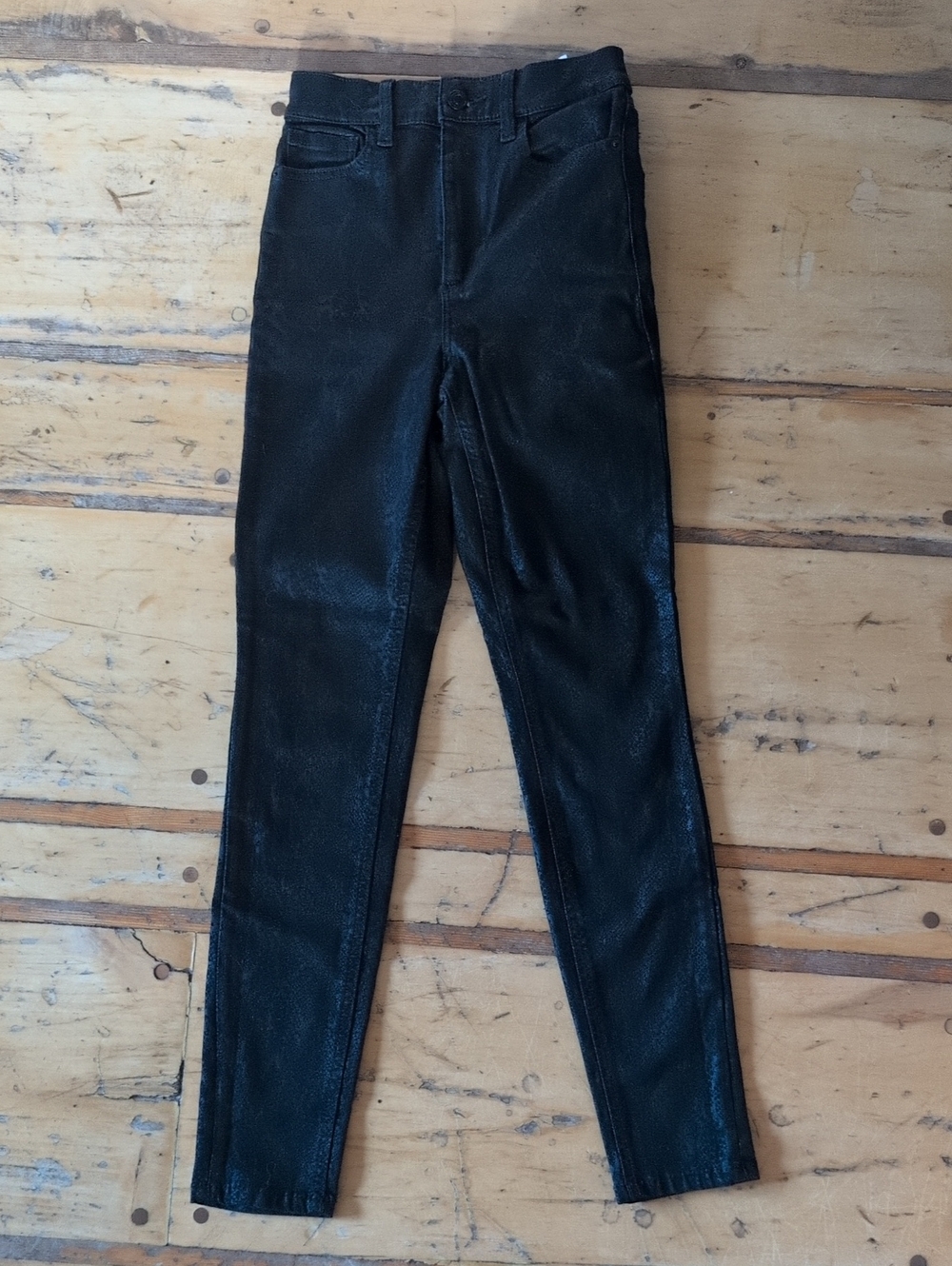 Women's Black Faux-Leather Skinny Jeans